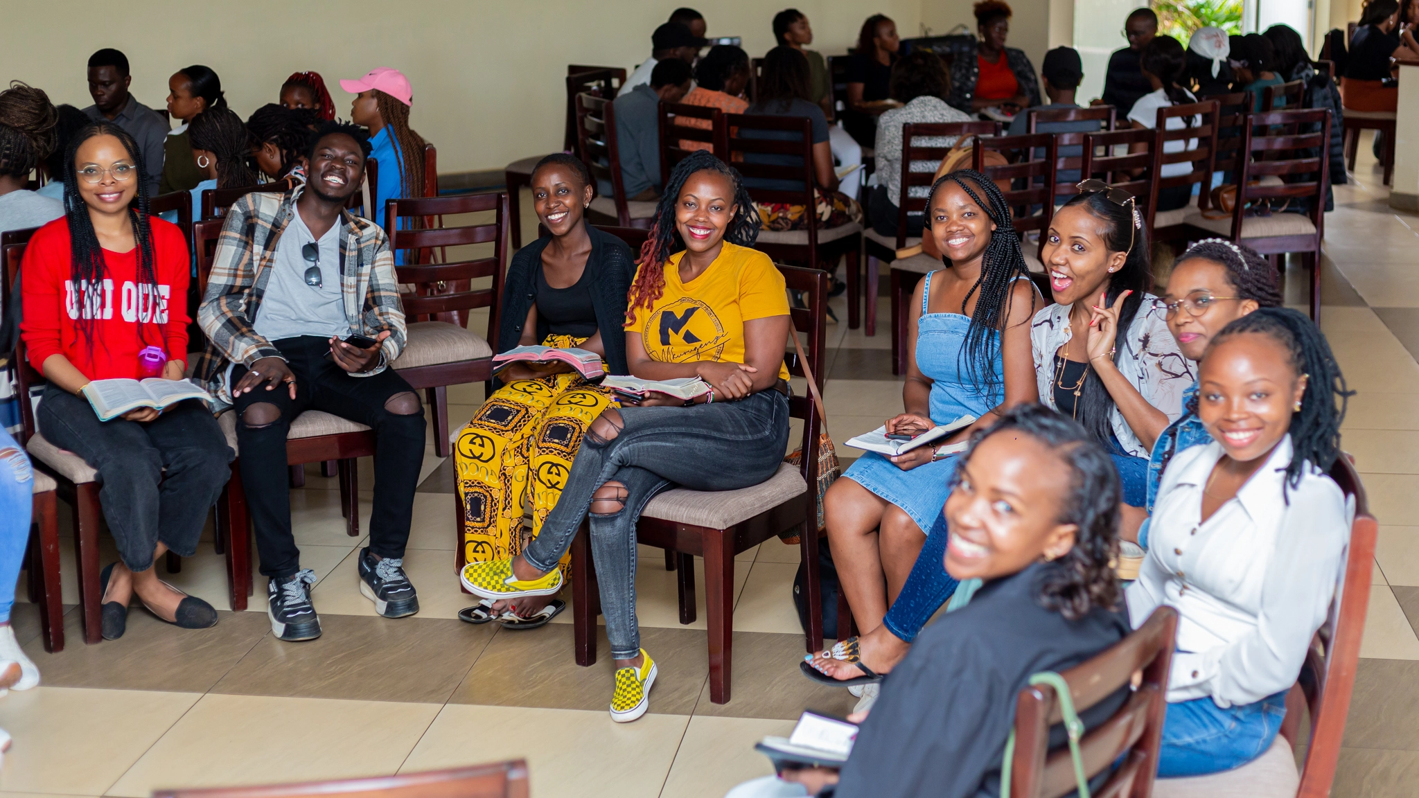Community members at a Wonder Workers Bible study gathering