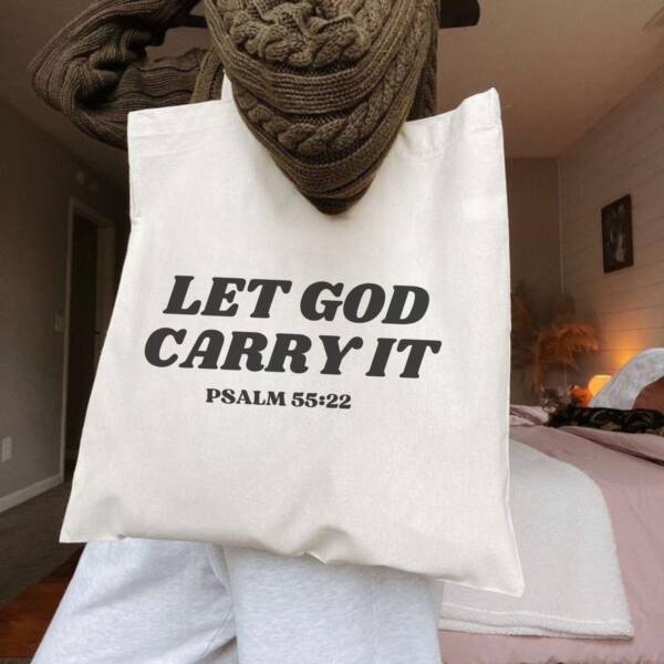 Faith Over Fear Black Tote Bag - Image 2